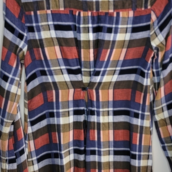 NWT Mystree | Colorful Plaid Long Sleeve Tunic Top Size Small - Picture 6 of 7
